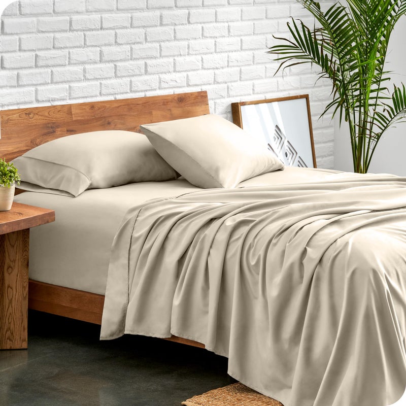 Bare Home Full Sheet Set - Luxury 1800 Ultra-Soft Microfiber Full Bed Sheets - Double Brushed - Deep Pockets - Easy Fit - 4 Piece Set - Bedding Sheets & Pillowcases (Full, Sand) - Image 2